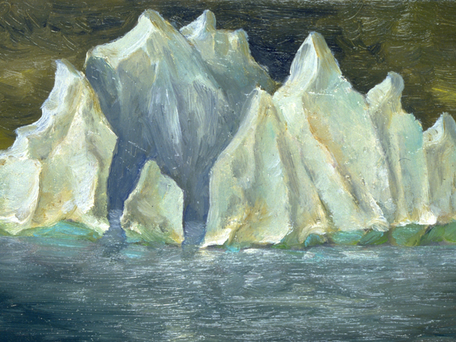 Icebergs, Sunrise, Oil on panel, 10 x 8 inches, 1998