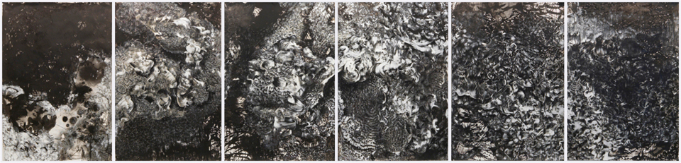 Olivia Petrides, Polar Nights, ink and gouache on paper, six panels, 75 x 312 inches, 2014, Columbia College